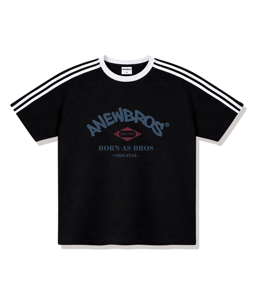 ANEWBROS（アニュブロス）の「ブロスクラブ オーバーサイズ トラック 半袖Tシャツ 4カラー [ANSE_3502]（Tシャツ/カットソー・レディース・ブラック/クリーム/ホワイト×グリーン/ホワイト×ブラック・X-LARGE/SMALL/MEDIUM/LARGE）」の3枚目の写真