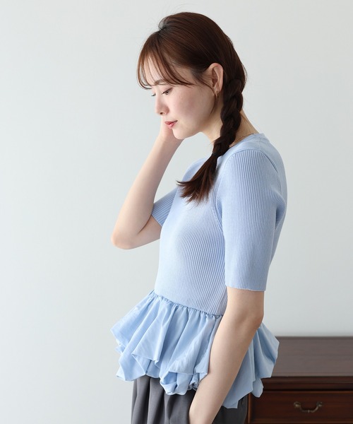 BLUEEAST(ブルーイースト)の「ランダムバルーンドッキングニット(ニット/セーター・レディース・ブラック系/ブルー/オフホワイト・MEDIUM)」の11枚目の写真