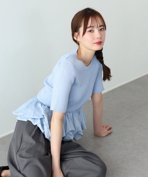 BLUEEAST(ブルーイースト)の「ランダムバルーンドッキングニット(ニット/セーター・レディース・ブラック系/ブルー/オフホワイト・MEDIUM)」の13枚目の写真
