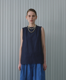 CALMER（カルメール）の「LENO CLOTH RIB BL / メッシュリブノースリーブブラウス（Tシャツ/カットソー）」