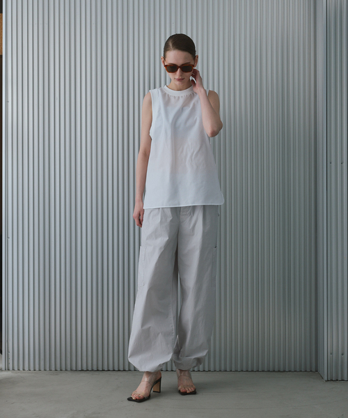 CALMER（カルメール）の「LENO CLOTH RIB BL（Tシャツ/カットソー・レディース・ネイビー/ホワイト・FREE）」の5枚目の写真