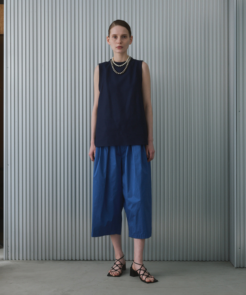 LENO CLOTH RIB BL / メッシュリブノースリーブブラウス（Tシャツ
