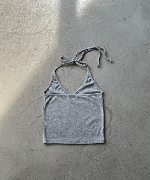 NUJOH(ヌゾ)の「Back Ribbon Halter Top / バックリボンホルタートップ(タンクトップ・レディース・グレー/アイボリー/カーキ/ブラック・FREE)」の10枚目の写真