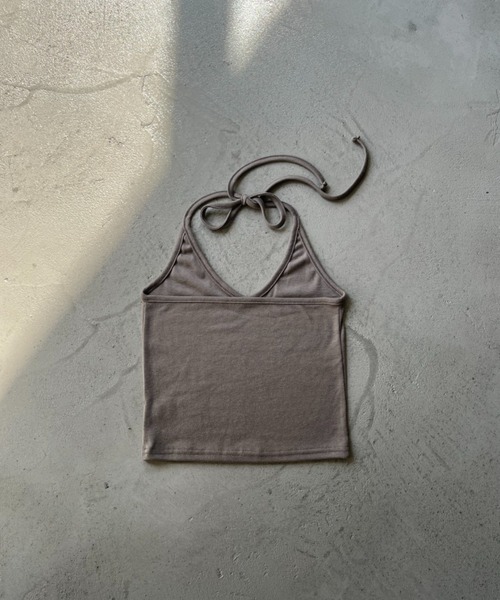 NUJOH(ヌゾ)の「Back Ribbon Halter Top / バックリボンホルタートップ(タンクトップ・レディース・グレー/アイボリー/カーキ/ブラック・FREE)」の12枚目の写真