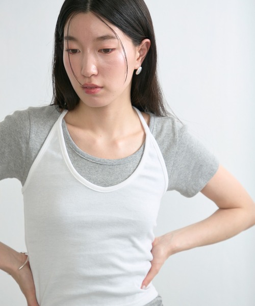 NUJOH(ヌゾ)の「Back Ribbon Halter Top / バックリボンホルタートップ(タンクトップ・レディース・グレー/アイボリー/カーキ/ブラック・FREE)」の16枚目の写真