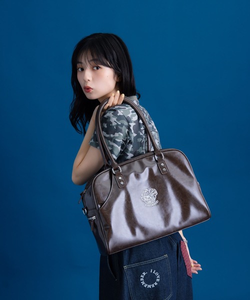 Remember.(リメンバー)の「レザー調2wayボストンバッグ / Synthetic leather 2way Bostonbag(ボストンバッグ・メンズ・ブラウン/ブラック・FREE)」の7枚目の写真