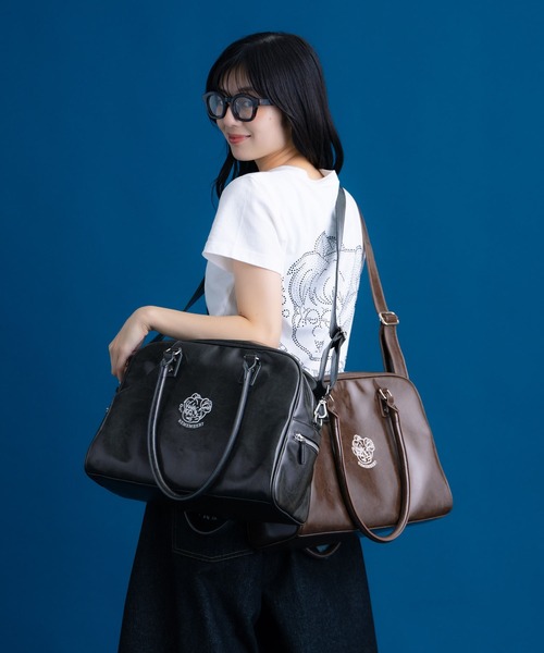 Remember.(リメンバー)の「レザー調2wayボストンバッグ / Synthetic leather 2way Bostonbag(ボストンバッグ・メンズ・ブラウン/ブラック・FREE)」の5枚目の写真