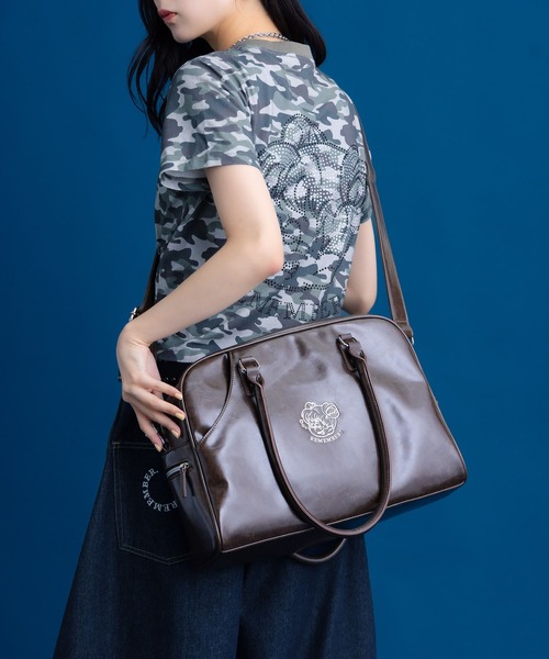 Remember.(リメンバー)の「レザー調2wayボストンバッグ / Synthetic leather 2way Bostonbag(ボストンバッグ・メンズ・ブラウン/ブラック・FREE)」の15枚目の写真