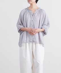 HEAVENLY（ヘブンリー）の「【 HEAVENLY / ヘブンリー 】 Linen Check Frillneck Dolman Blouse  2625052　DLI（シャツ/ブラウス）」