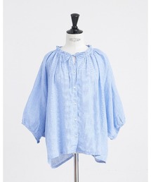 HEAVENLY（ヘブンリー）の「【 HEAVENLY / ヘブンリー 】 Linen Check Frillneck Dolman Blouse  2625052　DLI（シャツ/ブラウス）」