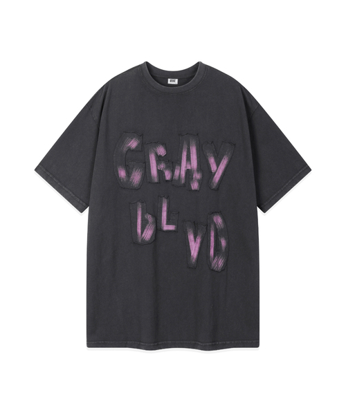 GRAYBLVD(グレイブラバット)の「ボタピグメント半袖Tシャツ (2COLOR)(Tシャツ/カットソー・レディース・チャコール/ライトベージュ・MEDIUM/LARGE/X-LARGE)」の1枚目の写真
