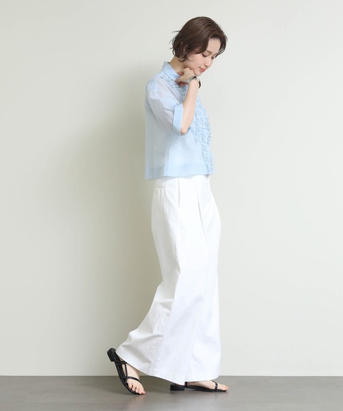 Re Fiina（フィーナ）の「タックワイドフレアパンツ（その他パンツ・レディース・オフホワイト/ブラウン・38）」の5枚目の写真
