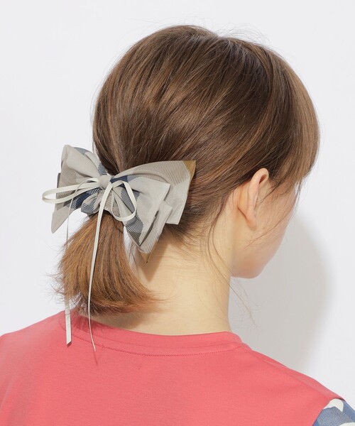 クレストブリッジチェックシアーリボンシュシュ（ヘアゴム）｜BLUE