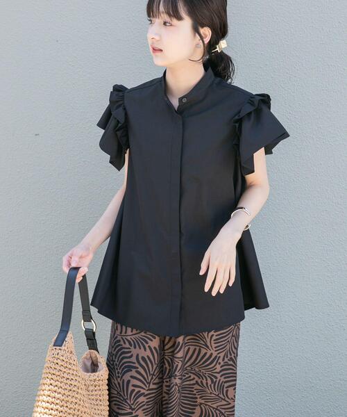 ITEMS URBANRESEARCH（アイテムズ アーバンリサーチ）の「ソデフリルノーカラーブラウス（シャツ/ブラウス・レディース・ブルー系その他/ブラック系その他/ブラック・FREE）」の15枚目の写真