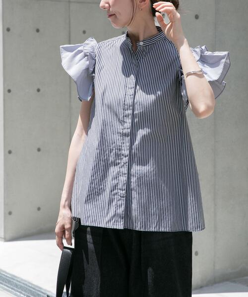 ITEMS URBANRESEARCH(アイテムズ アーバンリサーチ)の「ソデフリルノーカラーブラウス(シャツ/ブラウス・レディース・ブルー系その他/ブラック系その他/ブラック・FREE)」の9枚目の写真