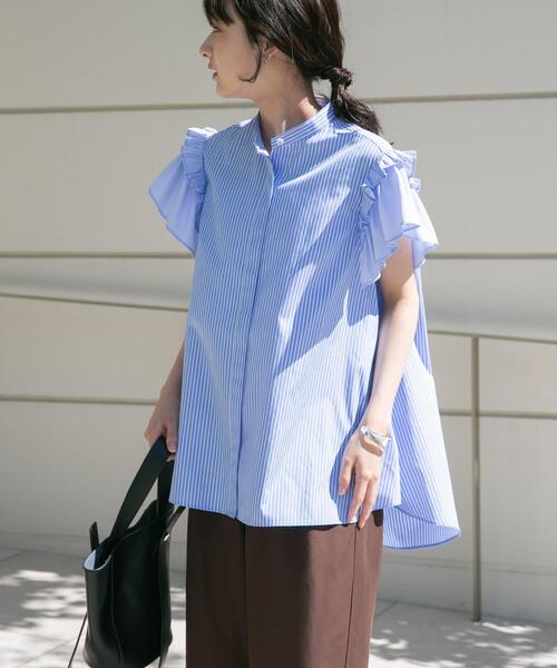 ITEMS URBANRESEARCH（アイテムズ アーバンリサーチ）の「ソデフリルノーカラーブラウス（シャツ/ブラウス・レディース・ブルー系その他/ブラック系その他/ブラック・FREE）」の12枚目の写真