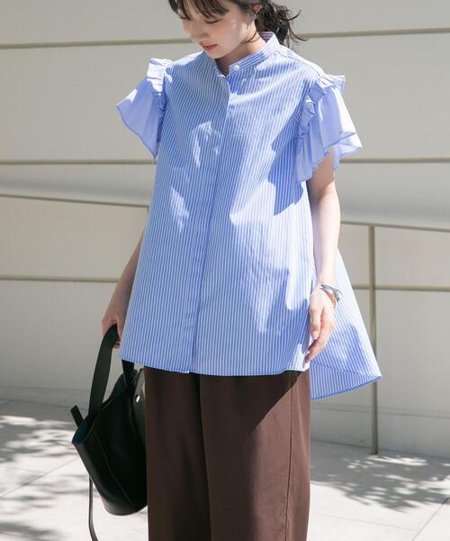 ITEMS URBANRESEARCH（アイテムズ アーバンリサーチ）の「ソデフリルノーカラーブラウス（シャツ/ブラウス・レディース・ブルー系その他/ブラック系その他/ブラック・FREE）」の14枚目の写真