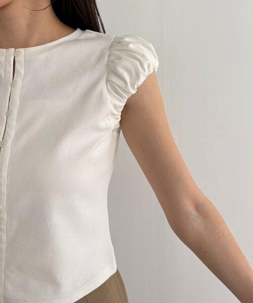 CAPRICIEUX LE'MAGE(カプリシューレマージュ)の「クラウドミニスリーブT(Tシャツ/カットソー・レディース・ブラウン/チャコールグレー/ホワイト・FREE)」の7枚目の写真