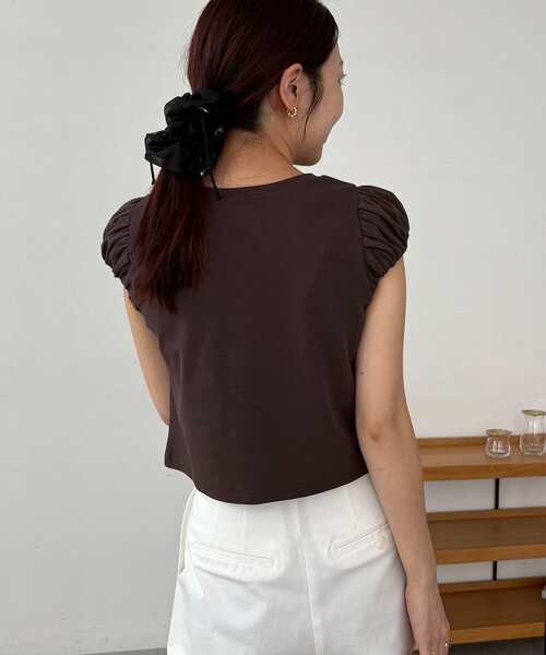 CAPRICIEUX LE'MAGE(カプリシューレマージュ)の「クラウドミニスリーブT(Tシャツ/カットソー・レディース・ブラウン/チャコールグレー/ホワイト・FREE)」の17枚目の写真