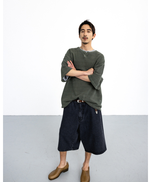 ANGLAN(アングラン)の「Denim Baggy Half Pants - Washed Black(デニムパンツ・メンズ・その他・1/2)」の7枚目の写真
