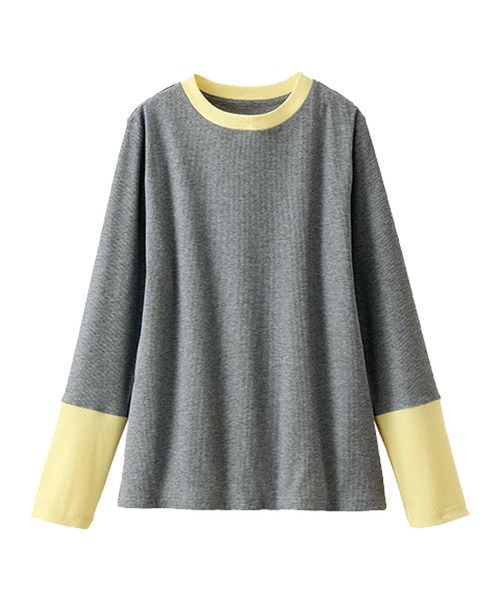 BELLUNA PLUS(ベルーナ)の「配色リブ素材クルーネックプルオーバー(Tシャツ/カットソー・レディース・ブラック系/アイボリー系/パープル系/杢グレー・X-LARGE/MEDIUM/LARGE)」の8枚目の写真