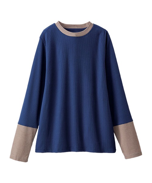BELLUNA PLUS(ベルーナ)の「配色リブ素材クルーネックプルオーバー(Tシャツ/カットソー・レディース・ブラック系/アイボリー系/パープル系/杢グレー・X-LARGE/MEDIUM/LARGE)」の10枚目の写真