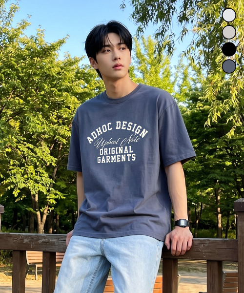 ADHOC(アドホック)の「男女共用レタリングアーチアートワークTシャツ (4 COLOR) (HC6STA4)(Tシャツ/カットソー・メンズ・ライトベージュ/オフホワイト/チャコールグレー/ブラック・90/95/100/105)」の5枚目の写真