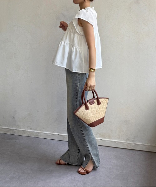 Thevon(ゼボン)の「フレンチシャーリングブラウス(シャツ/ブラウス・レディース・ミント/オフホワイト/レッド/ブラック・FREE)」の11枚目の写真