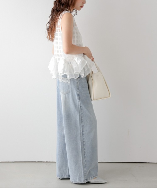 AMELY(エミリー)の「シアーチェックフリルヘムブラウス(シャツ/ブラウス・レディース・ネイビー/ホワイト・フリー)」の21枚目の写真