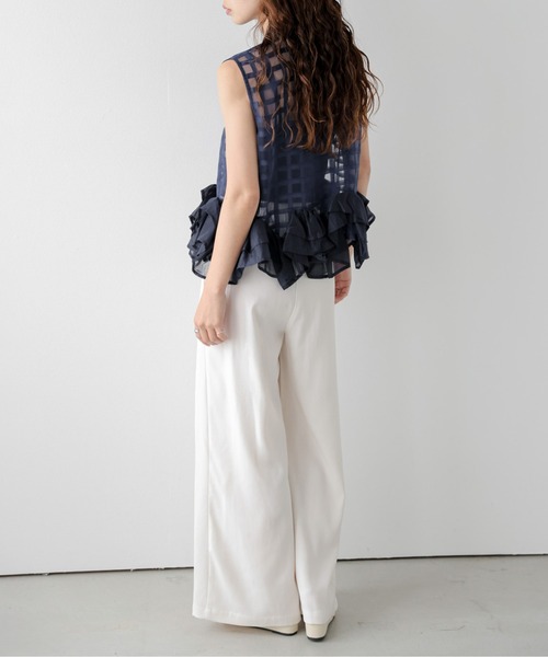 AMELY(エミリー)の「シアーチェックフリルヘムブラウス(シャツ/ブラウス・レディース・ネイビー/ホワイト・フリー)」の15枚目の写真