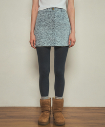 fur denim short skirt_Ice blue