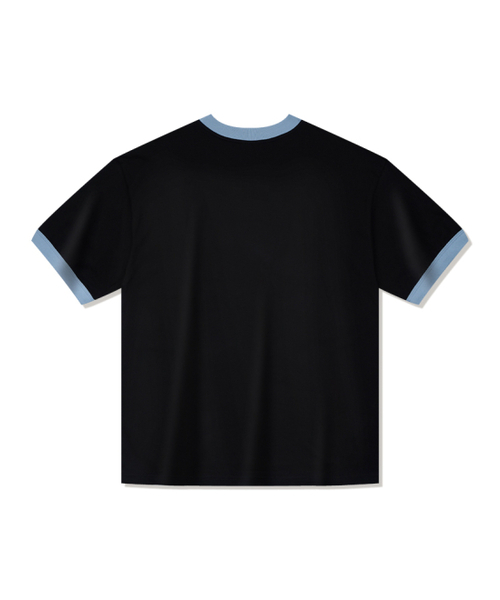FABULOUS ARCHIVE(ファビュラスアーカイブ)の「UNISEX オーバーサイズ パピーサーフィン リンガー 半袖Tシャツ ブラックブルー(FCE2TS401M)(Tシャツ/カットソー・レディース・ブラック×ブルー・SMALL/MEDIUM/LARGE)」の3枚目の写真