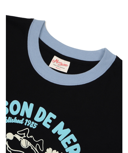 FABULOUS ARCHIVE(ファビュラスアーカイブ)の「UNISEX オーバーサイズ パピーサーフィン リンガー 半袖Tシャツ ブラックブルー(FCE2TS401M)(Tシャツ/カットソー・レディース・ブラック×ブルー・SMALL/MEDIUM/LARGE)」の4枚目の写真