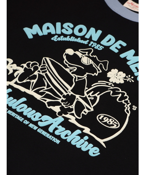 FABULOUS ARCHIVE(ファビュラスアーカイブ)の「UNISEX オーバーサイズ パピーサーフィン リンガー 半袖Tシャツ ブラックブルー(FCE2TS401M)(Tシャツ/カットソー・レディース・ブラック×ブルー・SMALL/MEDIUM/LARGE)」の5枚目の写真