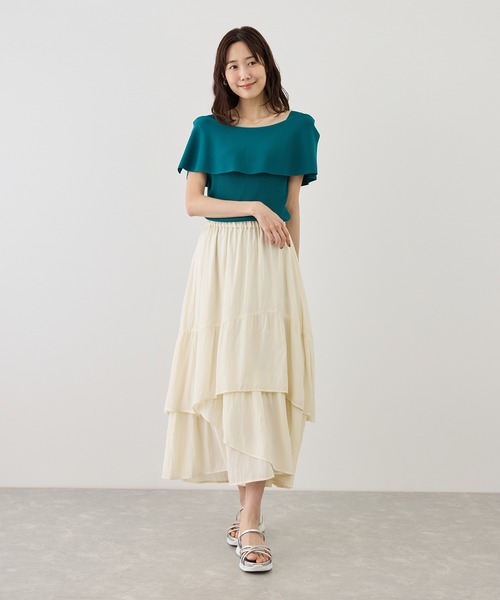 ROPE' PICNIC(ロペピクニック)の「無地&花柄ダンダンティアードスカート(スカート・レディース・ダークブラウン/オフホワイト/キナリ・FREE)」の13枚目の写真