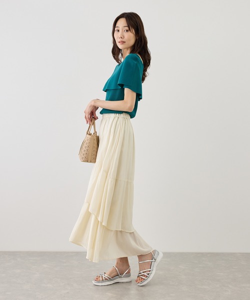 ROPE' PICNIC(ロペピクニック)の「無地&花柄ダンダンティアードスカート(スカート・レディース・ダークブラウン/オフホワイト/キナリ・FREE)」の11枚目の写真