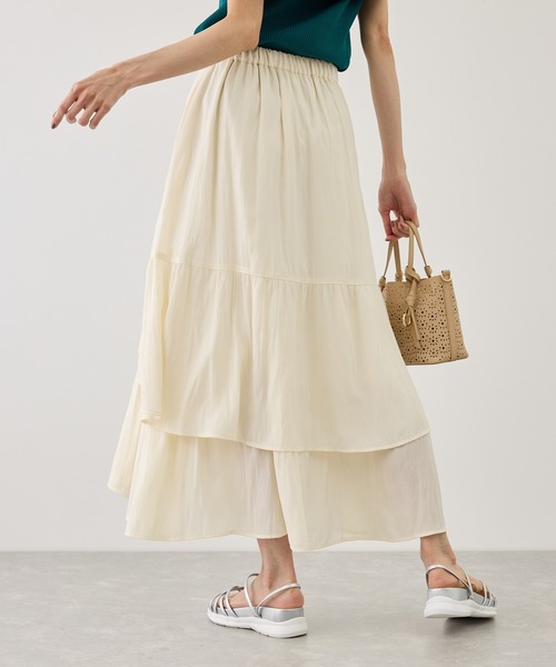 ROPE' PICNIC(ロペピクニック)の「無地&花柄ダンダンティアードスカート(スカート・レディース・ダークブラウン/オフホワイト/キナリ・FREE)」の8枚目の写真
