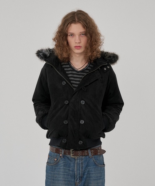 WISH FOR EVER(ウィッシュフォーエバー)の「3WAY FAUX SUEDE FUR HOOD BLOUSON/3ウェイフェイクスエードファーフードブルゾン(その他アウター・メンズ・ブラウン/ブラック/グレー/キャメル・LARGE/MEDIUM/X-SMALL/SMALL)」の15枚目の写真