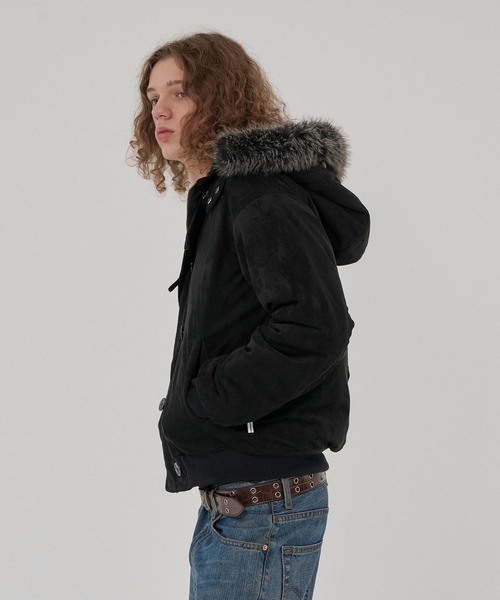 WISH FOR EVER(ウィッシュフォーエバー)の「3WAY FAUX SUEDE FUR HOOD BLOUSON/3ウェイフェイクスエードファーフードブルゾン(その他アウター・メンズ・ブラウン/ブラック/グレー/キャメル・LARGE/MEDIUM/X-SMALL/SMALL)」の16枚目の写真
