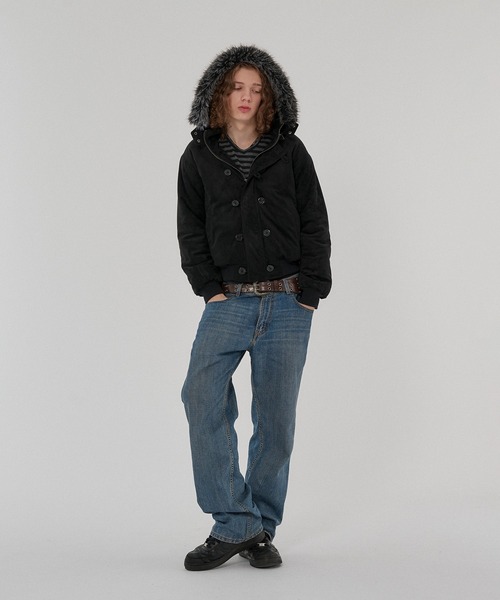 WISH FOR EVER(ウィッシュフォーエバー)の「3WAY FAUX SUEDE FUR HOOD BLOUSON/3ウェイフェイクスエードファーフードブルゾン(その他アウター・メンズ・ブラウン/ブラック/グレー/キャメル・LARGE/MEDIUM/X-SMALL/SMALL)」の9枚目の写真