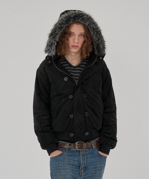 WISH FOR EVER(ウィッシュフォーエバー)の「3WAY FAUX SUEDE FUR HOOD BLOUSON/3ウェイフェイクスエードファーフードブルゾン(その他アウター・メンズ・ブラウン/ブラック/グレー/キャメル・LARGE/MEDIUM/X-SMALL/SMALL)」の19枚目の写真