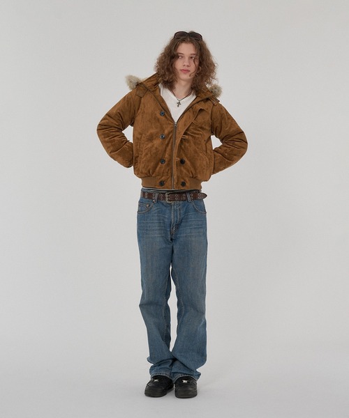 WISH FOR EVER(ウィッシュフォーエバー)の「3WAY FAUX SUEDE FUR HOOD BLOUSON/3ウェイフェイクスエードファーフードブルゾン(その他アウター・メンズ・ブラウン/ブラック/グレー/キャメル・LARGE/MEDIUM/X-SMALL/SMALL)」の12枚目の写真