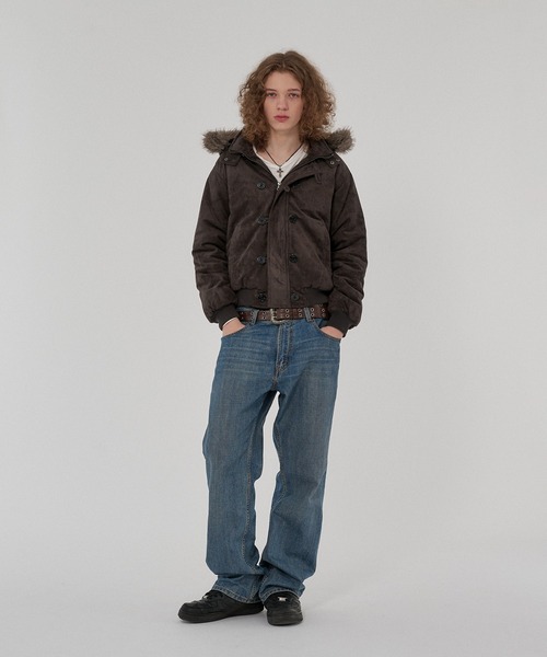 WISH FOR EVER(ウィッシュフォーエバー)の「3WAY FAUX SUEDE FUR HOOD BLOUSON/3ウェイフェイクスエードファーフードブルゾン(その他アウター・メンズ・ブラウン/ブラック/グレー/キャメル・LARGE/MEDIUM/X-SMALL/SMALL)」の10枚目の写真