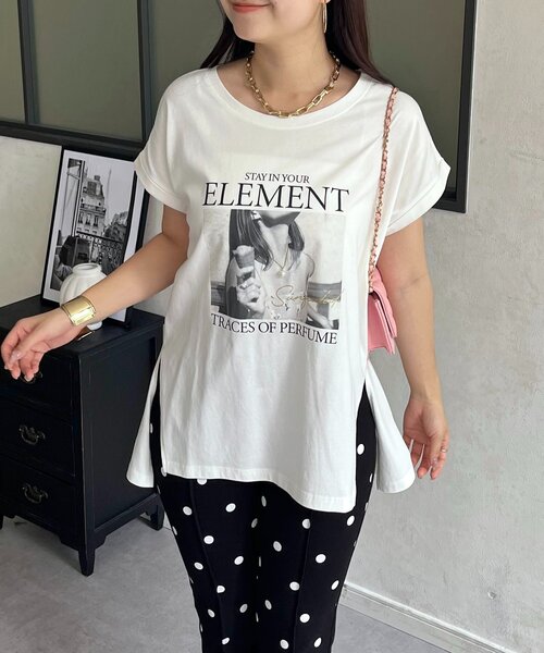prose verse(プロズヴェール)の「サイドスリットオーバーサイズフォトTシャツ(Tシャツ/カットソー・レディース・オフホワイト/ブラウン/ブラック・FREE)」の1枚目の写真