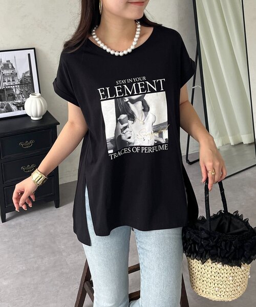 prose verse(プロズヴェール)の「サイドスリットオーバーサイズフォトTシャツ(Tシャツ/カットソー・レディース・オフホワイト/ブラウン/ブラック・FREE)」の2枚目の写真