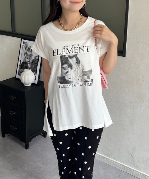 prose verse(プロズヴェール)の「サイドスリットオーバーサイズフォトTシャツ(Tシャツ/カットソー・レディース・オフホワイト/ブラウン/ブラック・FREE)」の5枚目の写真