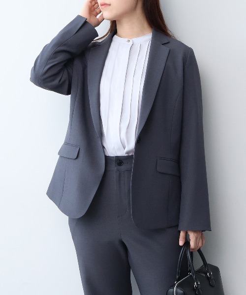 fleur by mint breeze(フルールバイミントブリーズ)の「【L~5L 大きいサイズ】【イージーケア】【セットアップ可】ストレッチテーラードジャケット(テーラードジャケット・レディース・ブラック/グレー・3L/4L/5L/LL)」の1枚目の写真