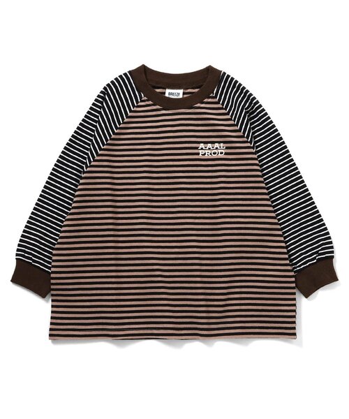 BREEZE(ブリーズ)の「【AAAL PROD】ボーダーTシャツ(Tシャツ/カットソー・キッズ・ベージュ/ピンク/グリーン/ブルー・110/120/130/150/140/100/90/160)」の2枚目の写真