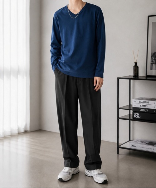 VIBGYOR(ヴィブジョー)の「【Bls】 【ZM】【Bling Leads】シンプルV/N ロンTEE(BL)(Tシャツ/カットソー・レディース・ネイビー・FREE)」の2枚目の写真