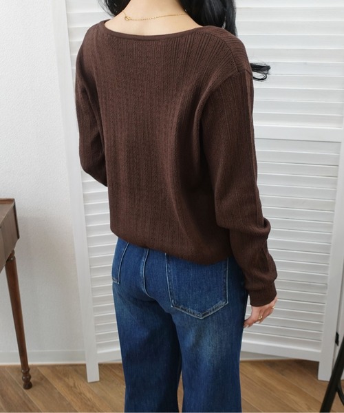 unnu(ユヌ)の「2SET/フロントリボン ニットキャミ&カーデアンサンブル(アンサンブル・レディース・ダークグレー/アイボリー/ブラウン・F)」の11枚目の写真